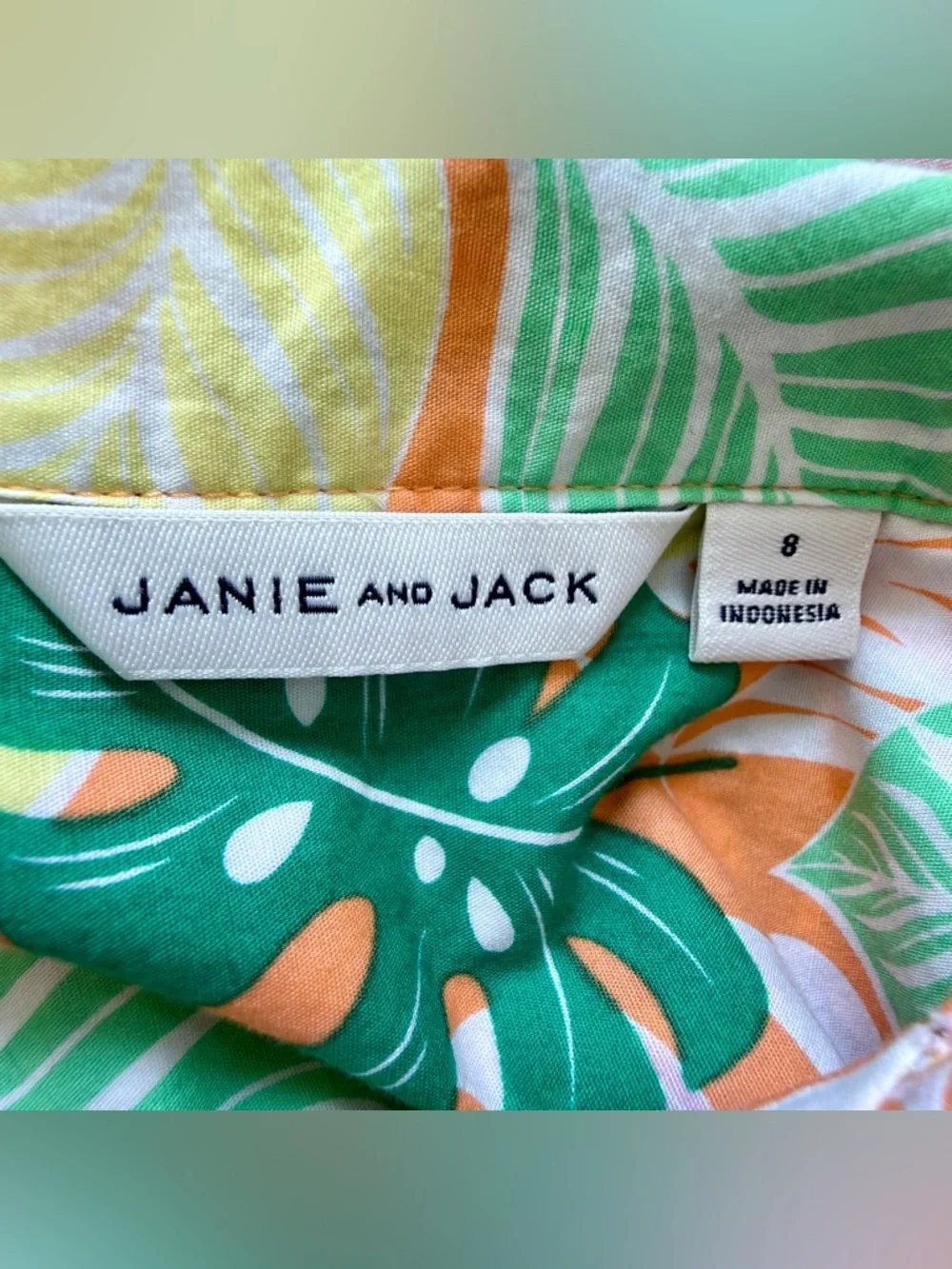 Janie‎ And Jack Boys Tropical Poplin Shirt  Button Up Size 8